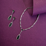 Necklace - Majesty Crystal Rhodium Necklace Set - Opal Touch