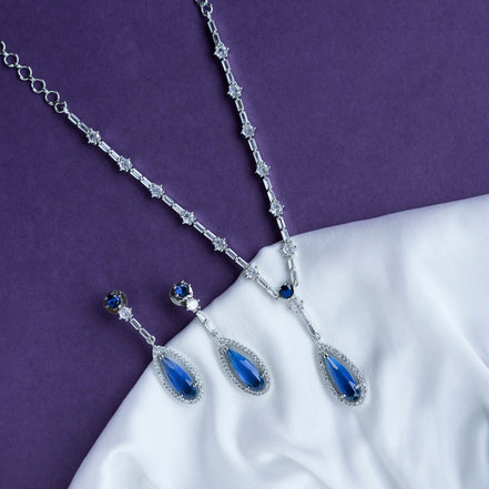 Necklace - Majesty Crystal Rhodium Necklace Set - Opal Touch