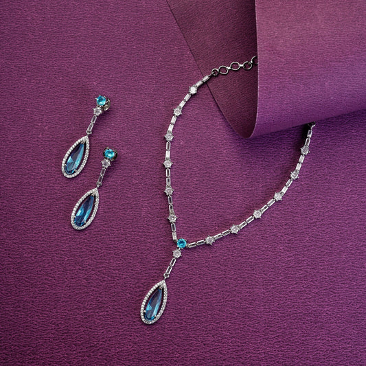 Necklace - Majesty Crystal Rhodium Necklace Set - Opal Touch