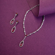 Necklace - Majesty Crystal Rhodium Necklace Set - Opal Touch