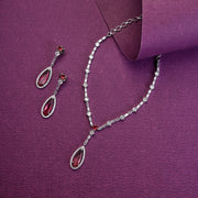 Necklace - Majesty Crystal Rhodium Necklace Set - Opal Touch
