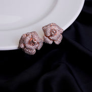 Studs - Majesty Floral Shining Studs in Rose Gold - Opal Touch