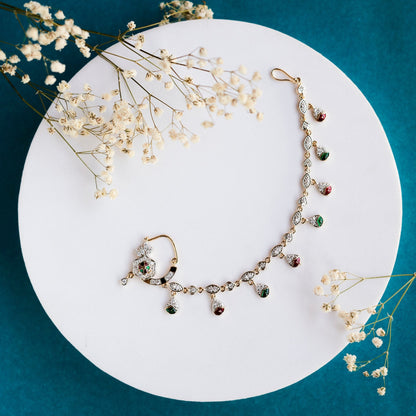 Nose Pin - Manohari Two Tone Gold Silver Nath - Opal Touch