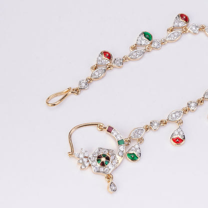 Nose Pin - Manohari Two Tone Gold Silver Nath - Opal Touch