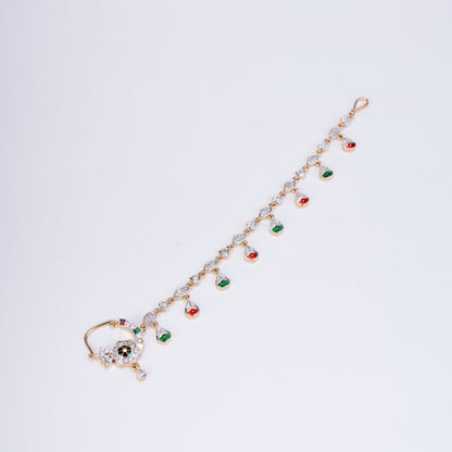 Nose Pin - Manohari Two Tone Gold Silver Nath - Opal Touch