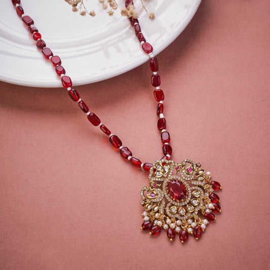 Locket Set - Mayura Elegance Mehendi Plated Locket Set - Opal Touch