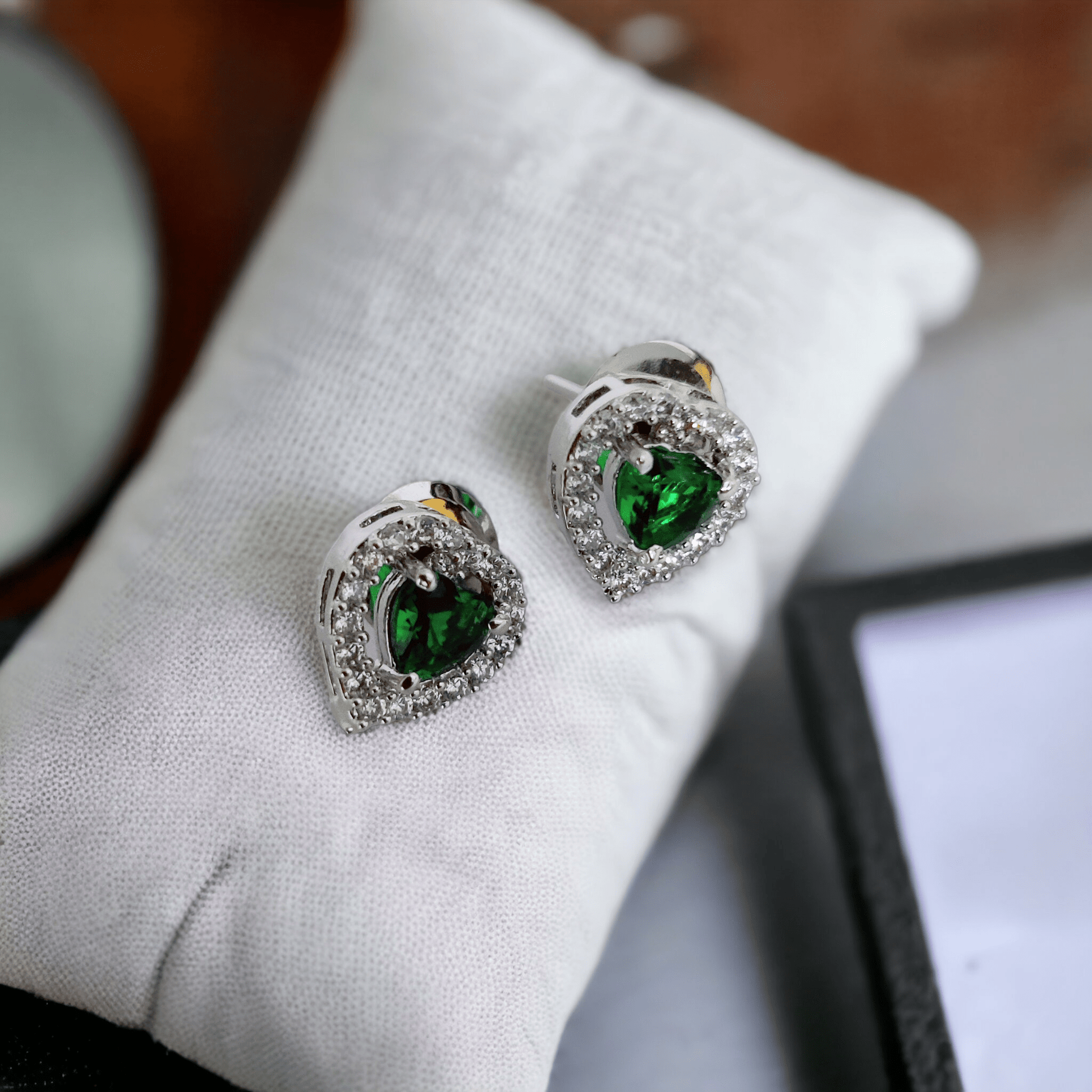 Opal Touch - Meadow Mist Studs in Rhodium Green-White - Studs