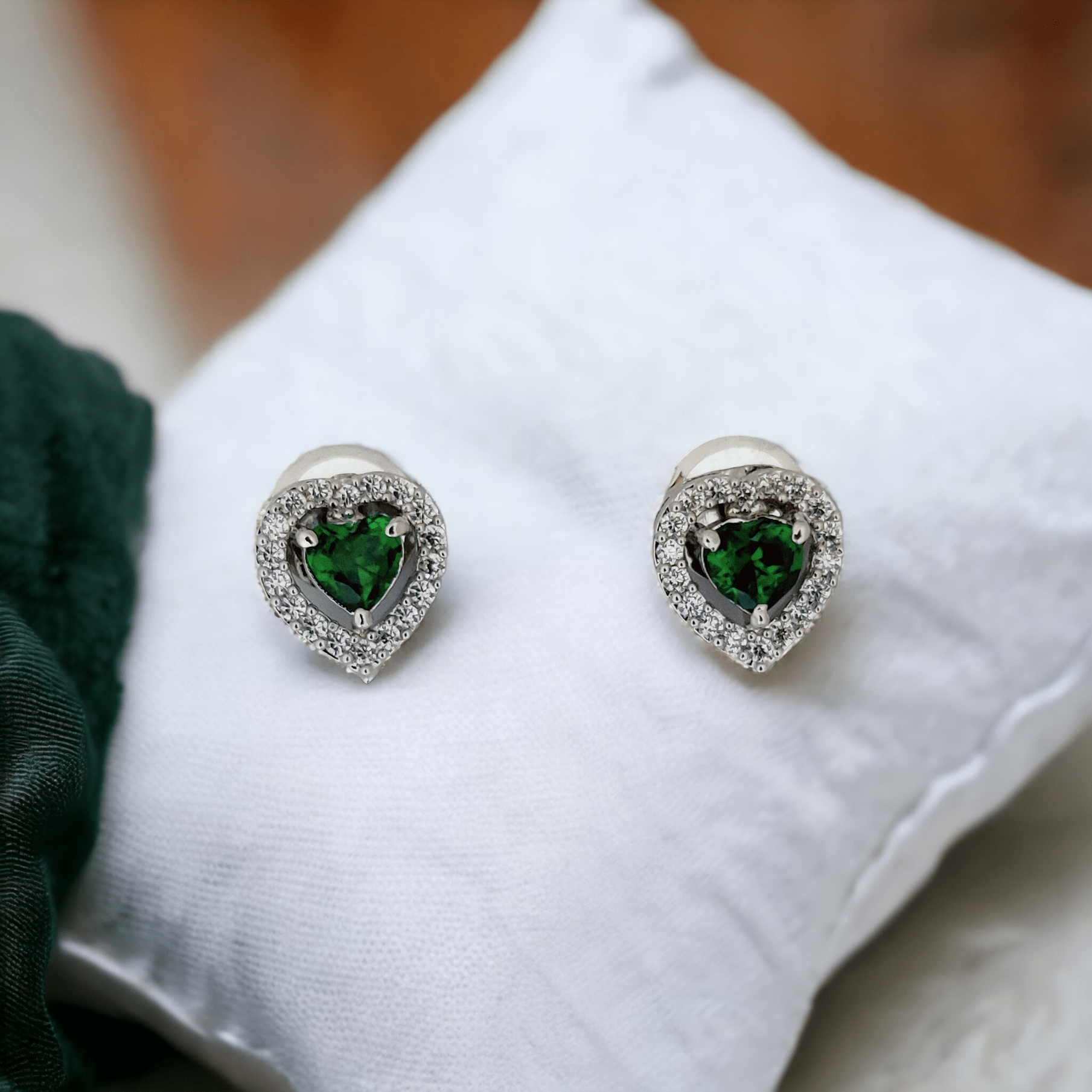 Opal Touch - Meadow Mist Studs in Rhodium Green-White - Studs