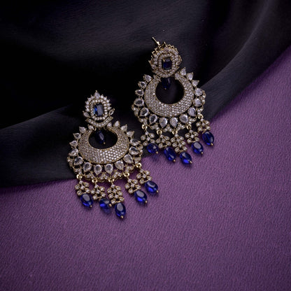 Mehendi Plated Chandelier Earrings with Stone Work - Opal Touch