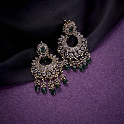 Mehendi Plated Chandelier Earrings with Stone Work - Opal Touch