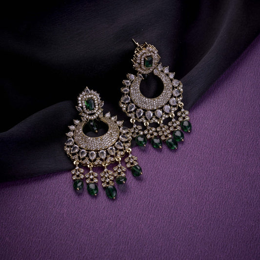 Mehendi Plated Chandelier Earrings with Stone Work - Opal Touch