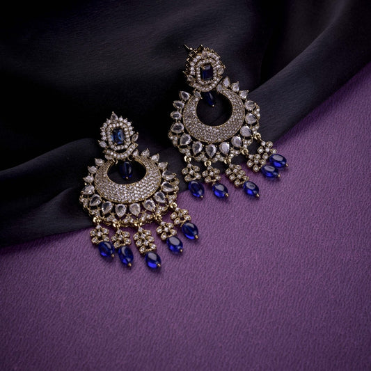 Mehendi Plated Chandelier Earrings with Stone Work - Opal Touch