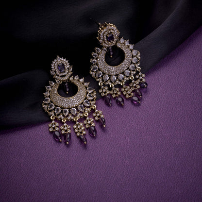 Mehendi Plated Chandelier Earrings with Stone Work - Opal Touch