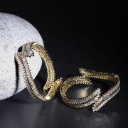 Mehendi Plated CZ Diamond Leaf Pattern Openable Bangles (Pack of 2) - Opal Touch
