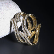 Mehendi Plated CZ Diamond Leaf Pattern Openable Bangles (Pack of 2) - Opal Touch
