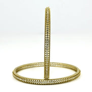 Mehendi Plated CZ Diamond Micro - Pave Slim Bangles (Pack of 2) - Opal Touch