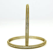 Mehendi Plated CZ Diamond Micro - Pave Slim Bangles (Pack of 2) - Opal Touch