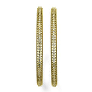 Mehendi Plated CZ Diamond Micro - Pave Slim Bangles (Pack of 2) - Opal Touch