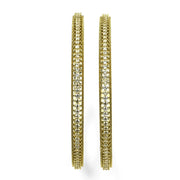 Mehendi Plated CZ Diamond Micro - Pave Slim Bangles (Pack of 2) - Opal Touch