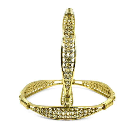 Mehendi Plated CZ Diamond Studded Bangles (Pack of 2) - Opal Touch
