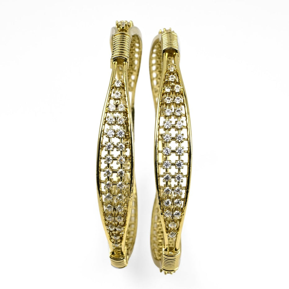 Mehendi Plated CZ Diamond Studded Bangles (Pack of 2) - Opal Touch