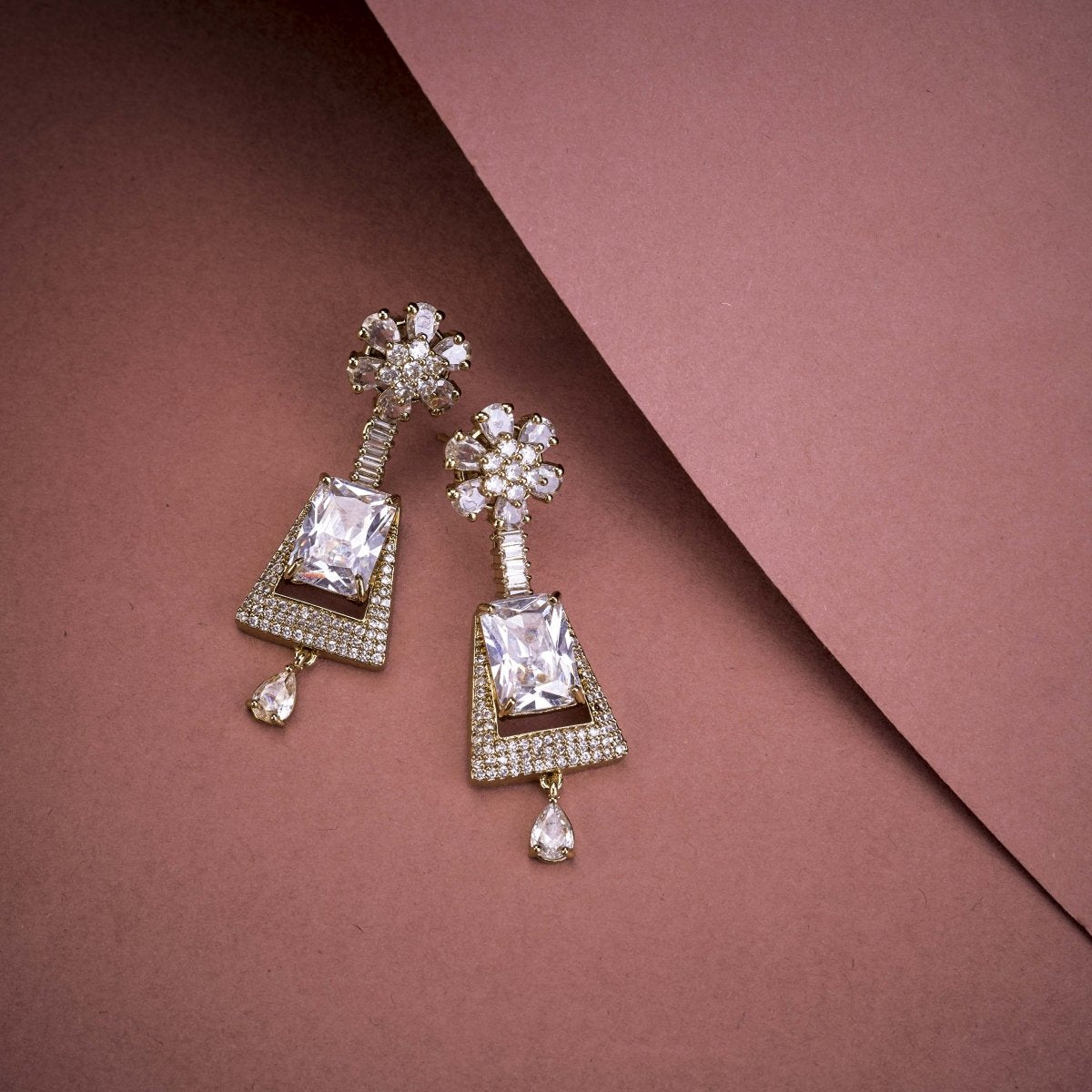 Mehendi Plated Dangle Earrings with Crystal Work - Opal Touch