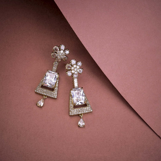 Mehendi Plated Dangle Earrings with Crystal Work - Opal Touch