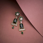 Mehendi Plated Dangle Earrings with Crystal Work - Opal Touch