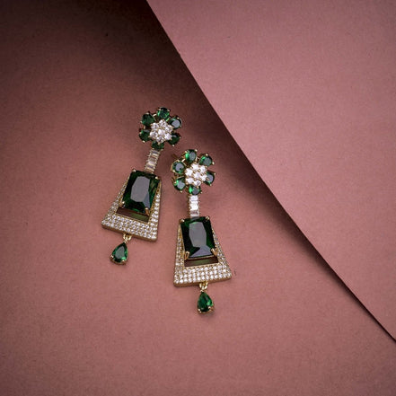 Mehendi Plated Dangle Earrings with Crystal Work - Opal Touch