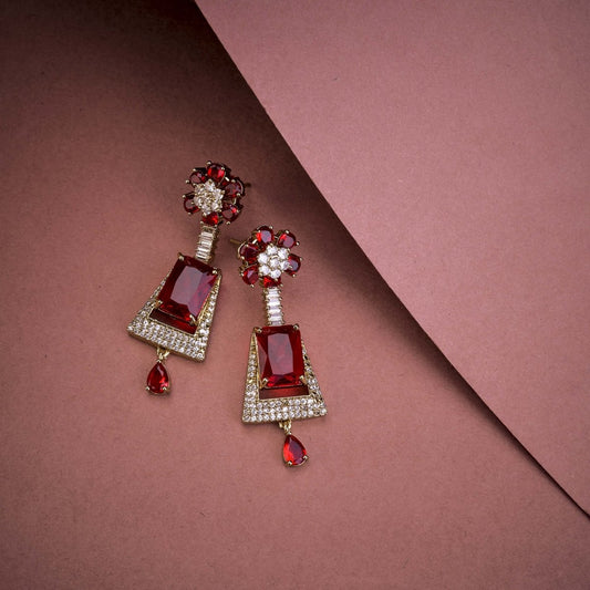 Mehendi Plated Dangle Earrings with Crystal Work - Opal Touch