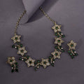 Mehendi Plated Floral Necklace Set - Opal Touch