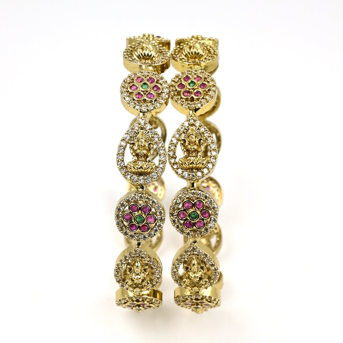 Mehendi Plated Traditional Kundan Bangles (Pack of 2) - Opal Touch