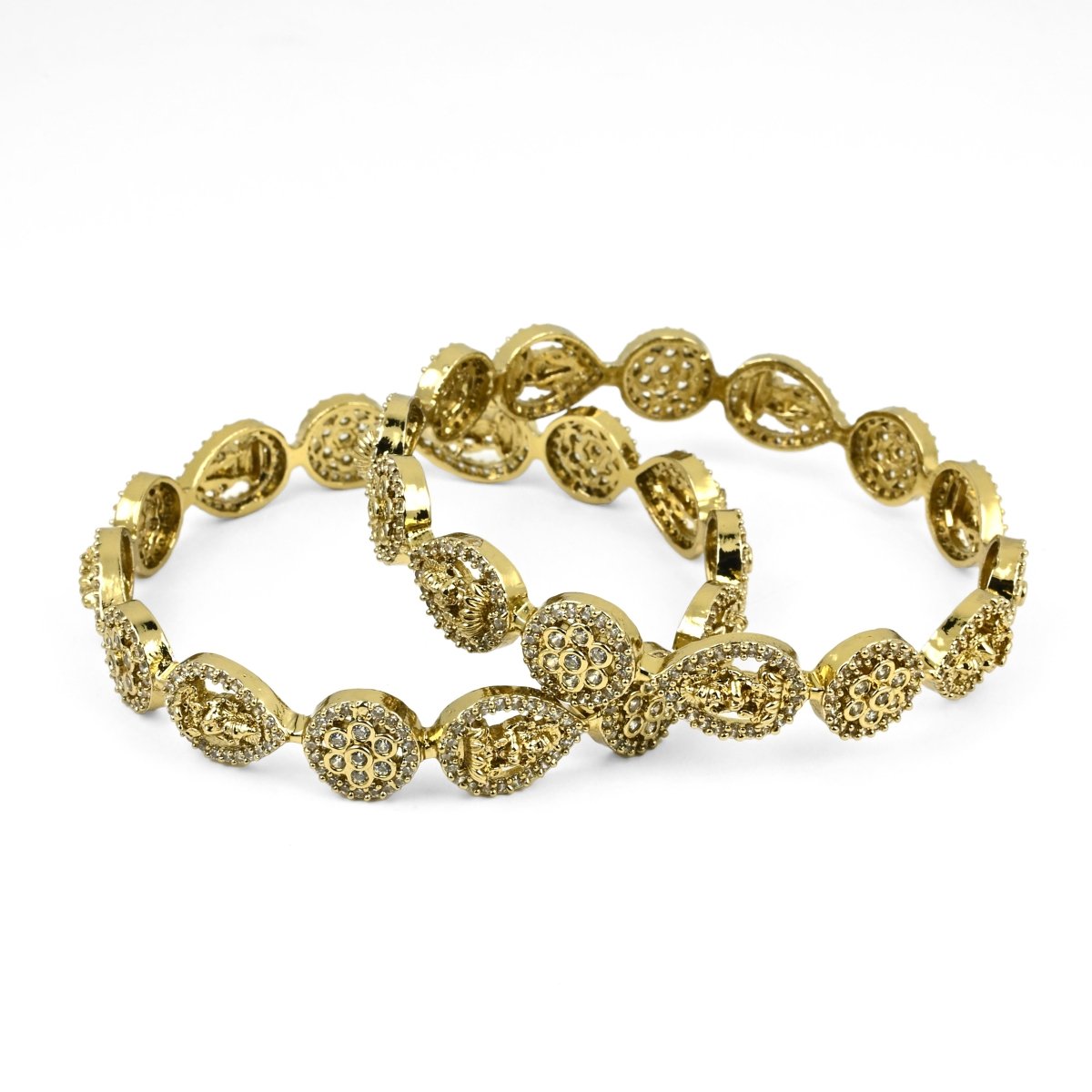 Mehendi Plated Traditional Kundan Bangles (Pack of 2) - Opal Touch