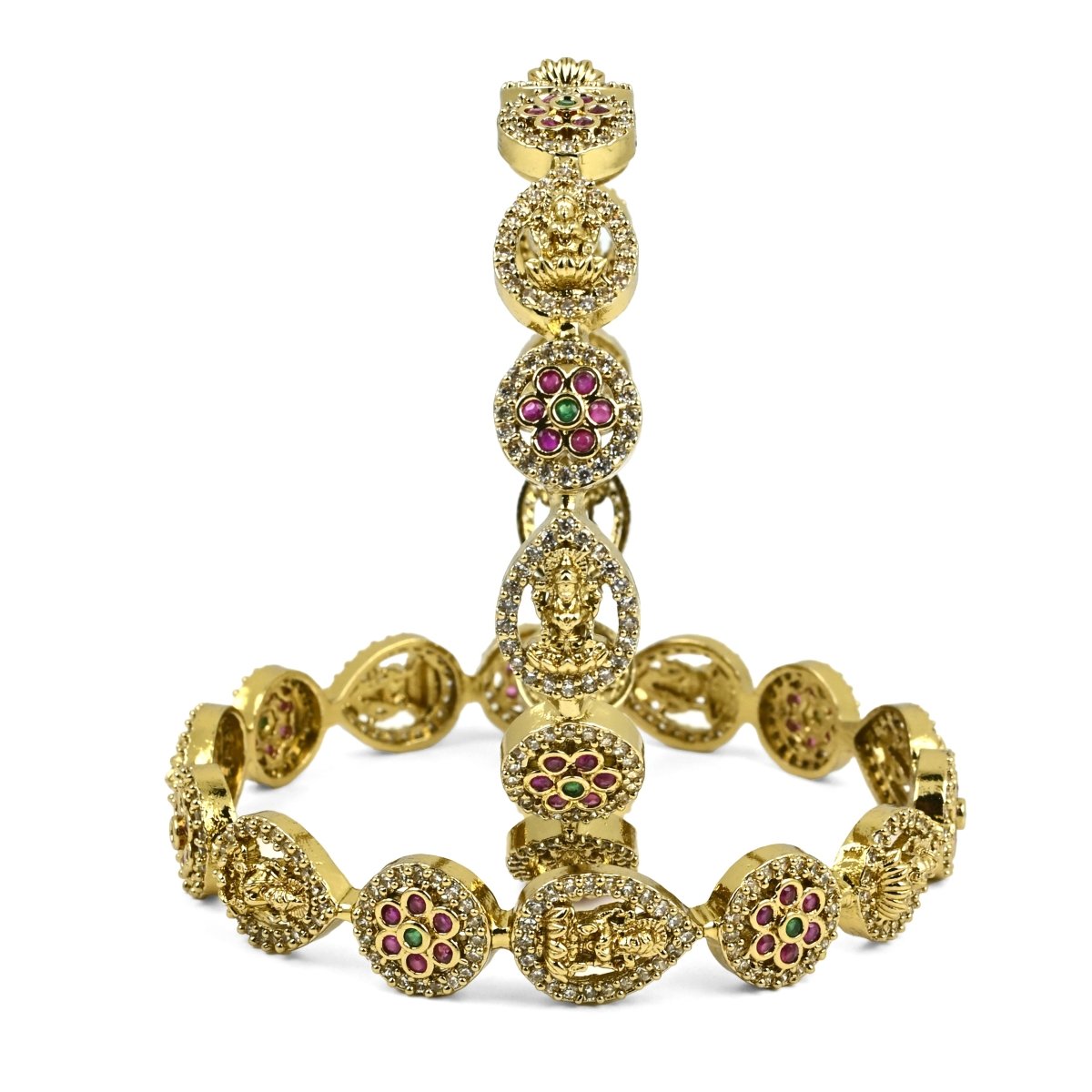 Mehendi Plated Traditional Kundan Bangles (Pack of 2) - Opal Touch