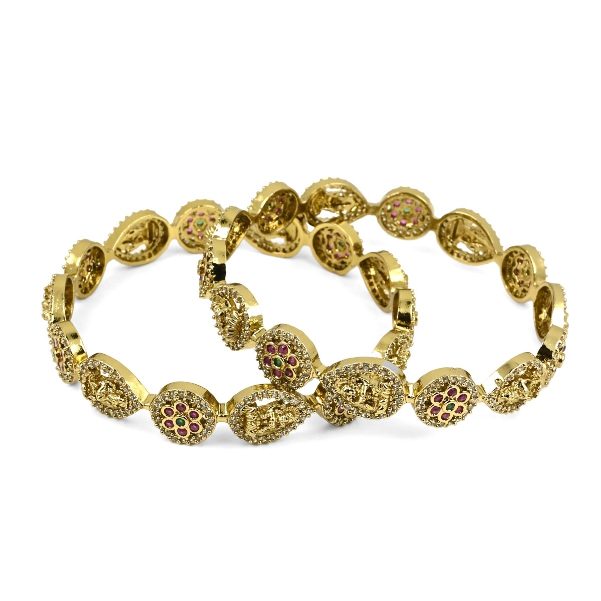 Mehendi Plated Traditional Kundan Bangles (Pack of 2) - Opal Touch