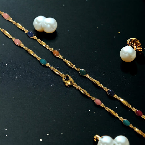 Opal Touch - Micro Gold Plated Multi Color Beaded Chain - Chain