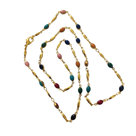 Opal Touch - Micro Gold Plated Multi Color Beaded Chain - Chain