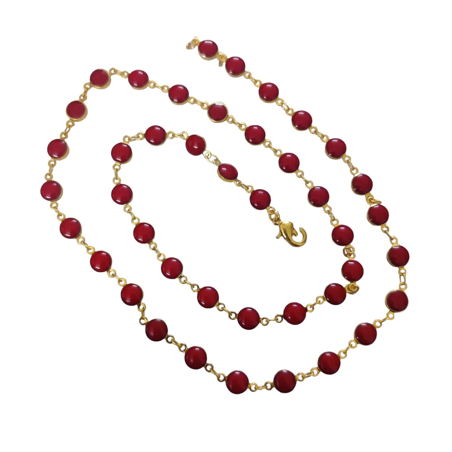 Opal Touch - Micro Gold Plated Red Beaded Chain - Chain
