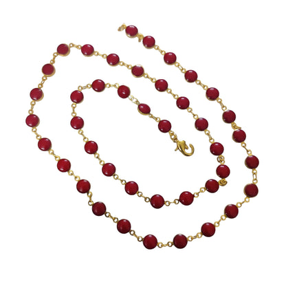 Opal Touch - Micro Gold Plated Red Beaded Chain - Chain