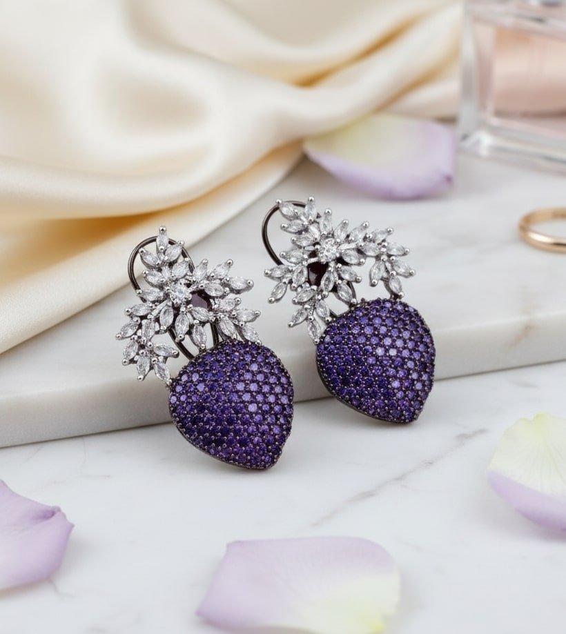 Midnight Star Earrings in Black Plated Blue - Opal Touch