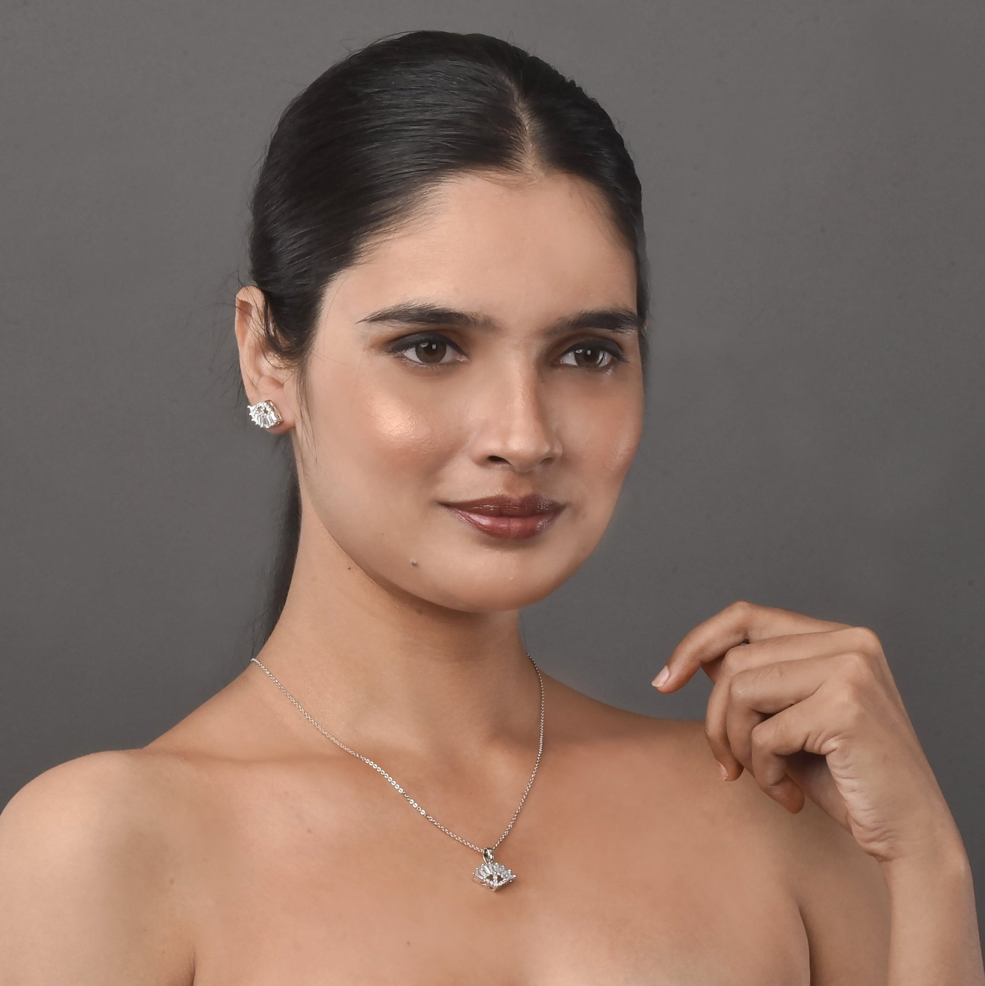 Opal Touch - Minimalist White Locket Set with Rhodium Finish - Locket Set