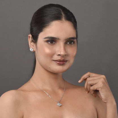 Opal Touch - Minimalist White Locket Set with Rhodium Finish - Locket Set