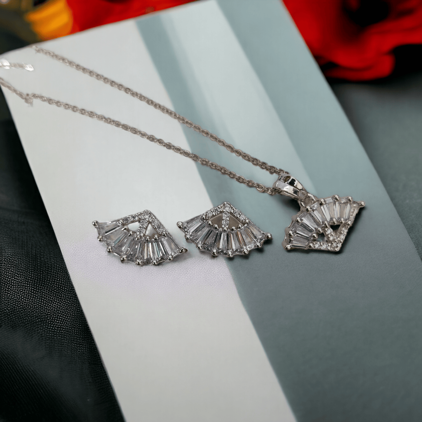 Opal Touch - Minimalist White Locket Set with Rhodium Finish - Locket Set