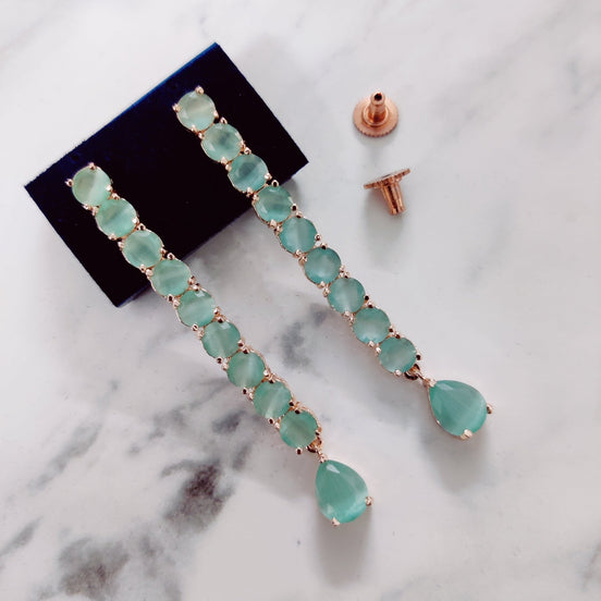 Opal Touch - Mint Green Rose Gold Earrings - Earrings