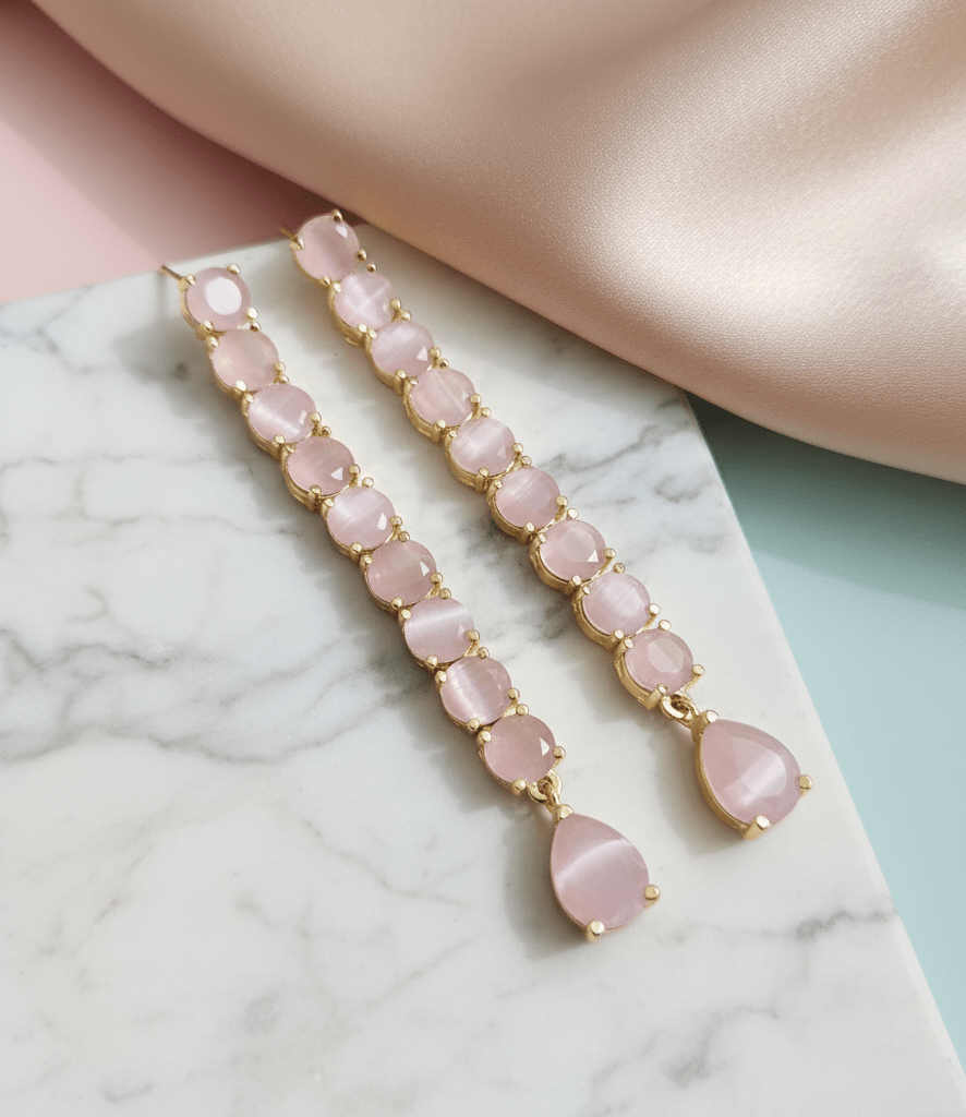 Mint Pink Gold Plated Earrings - Opal Touch