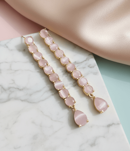 Mint Pink Gold Plated Earrings - Opal Touch