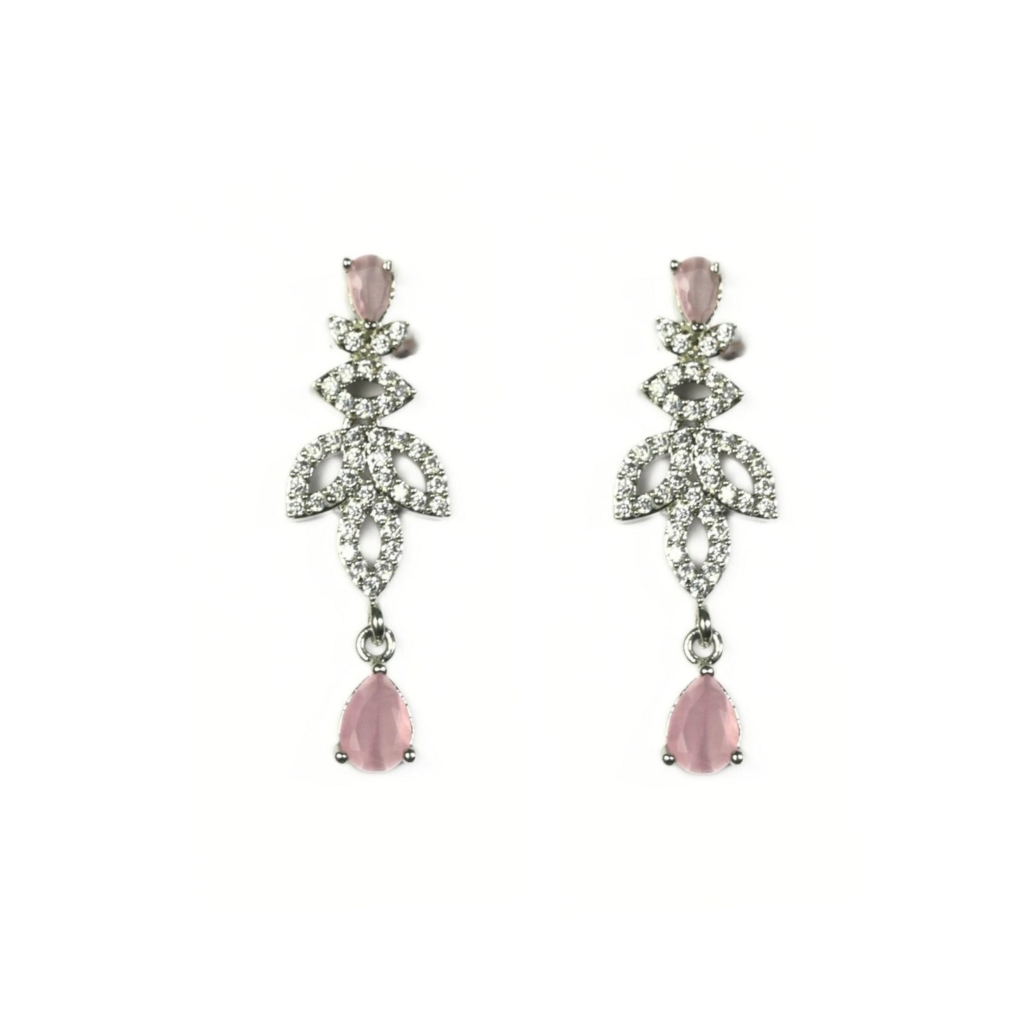 Necklace - Mint Pink Rhodium Plated Necklace - Opal Touch