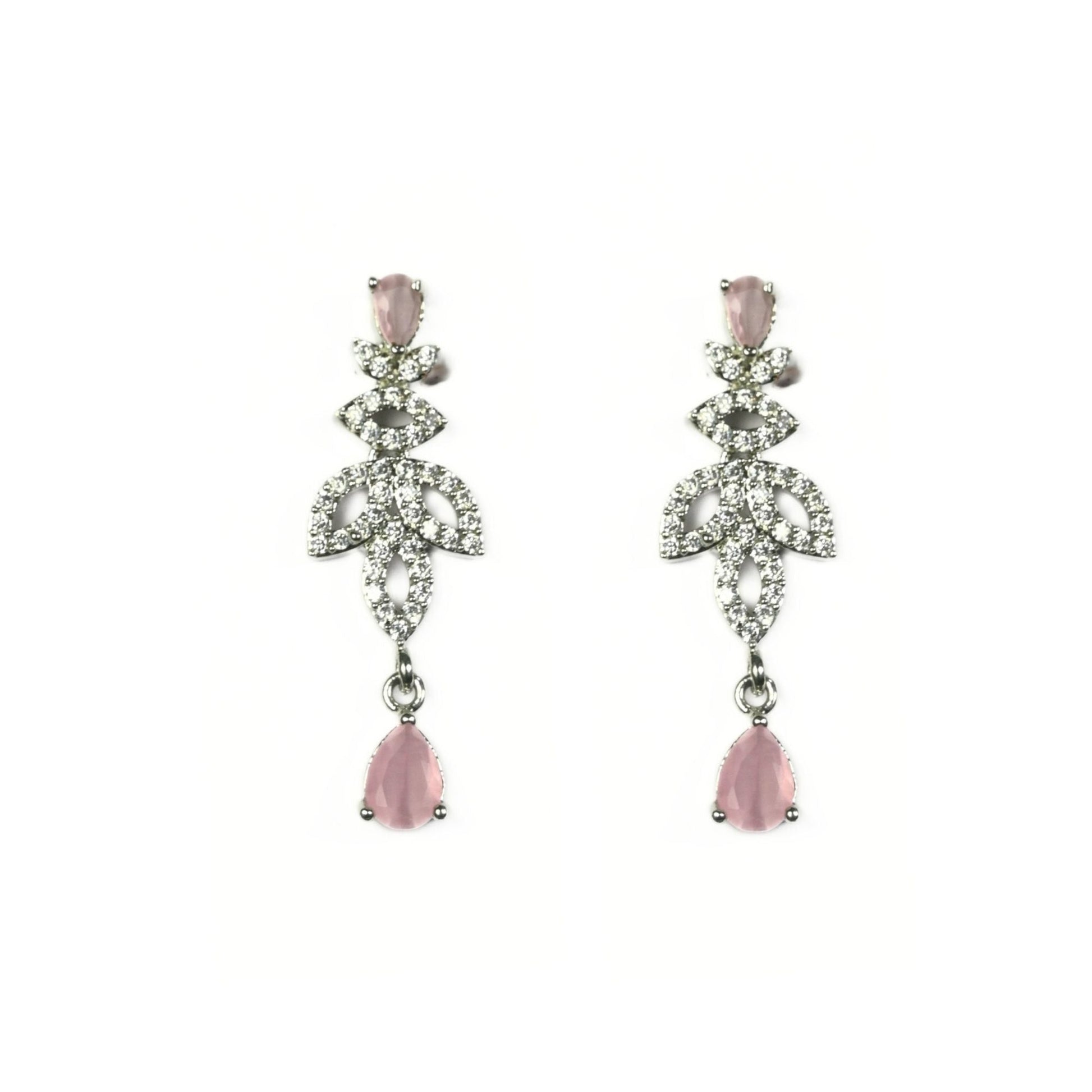 Necklace - Mint Pink Rhodium Plated Necklace - Opal Touch