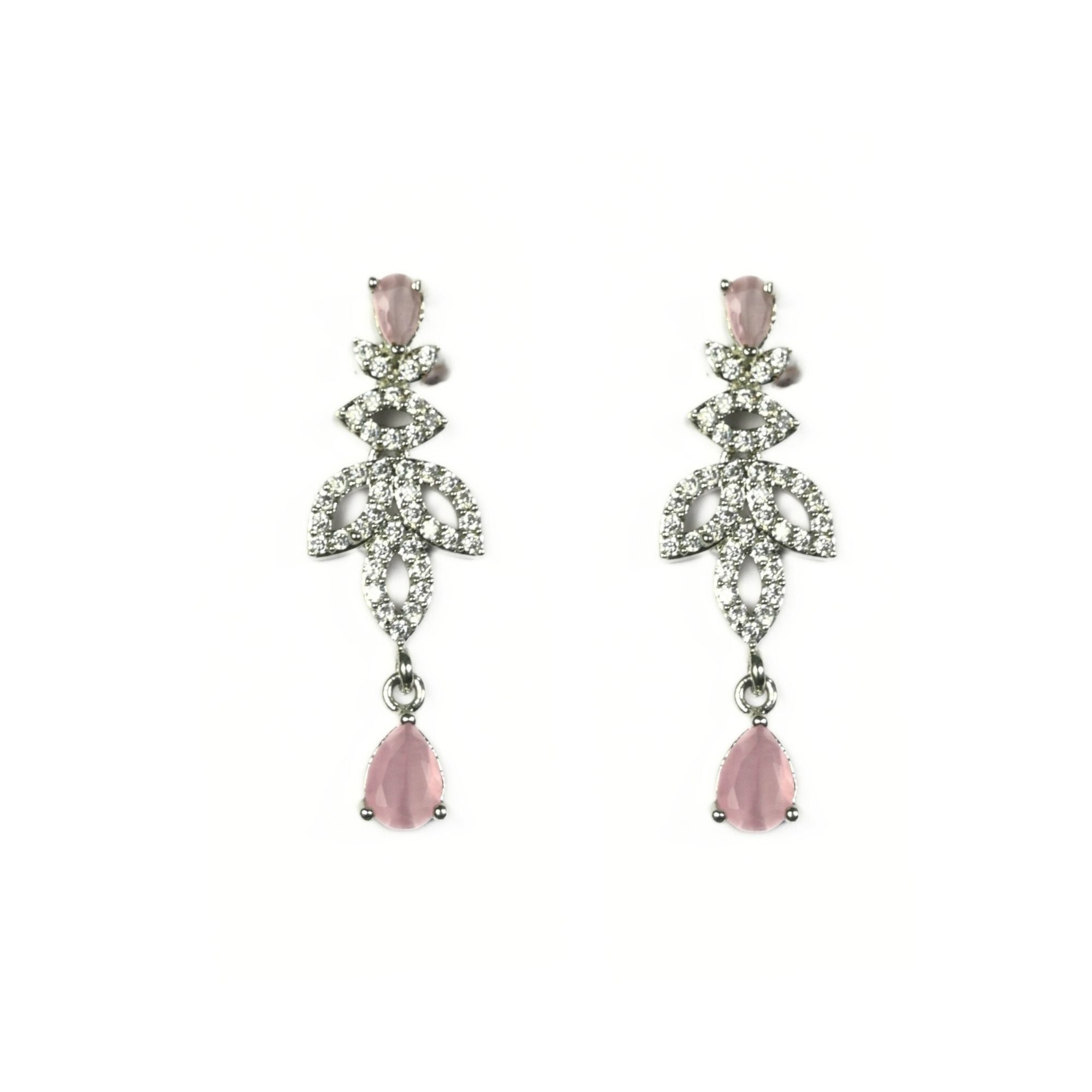 Necklace - Mint Pink Rhodium Plated Necklace - Opal Touch