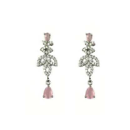 Necklace - Mint Pink Rhodium Plated Necklace - Opal Touch